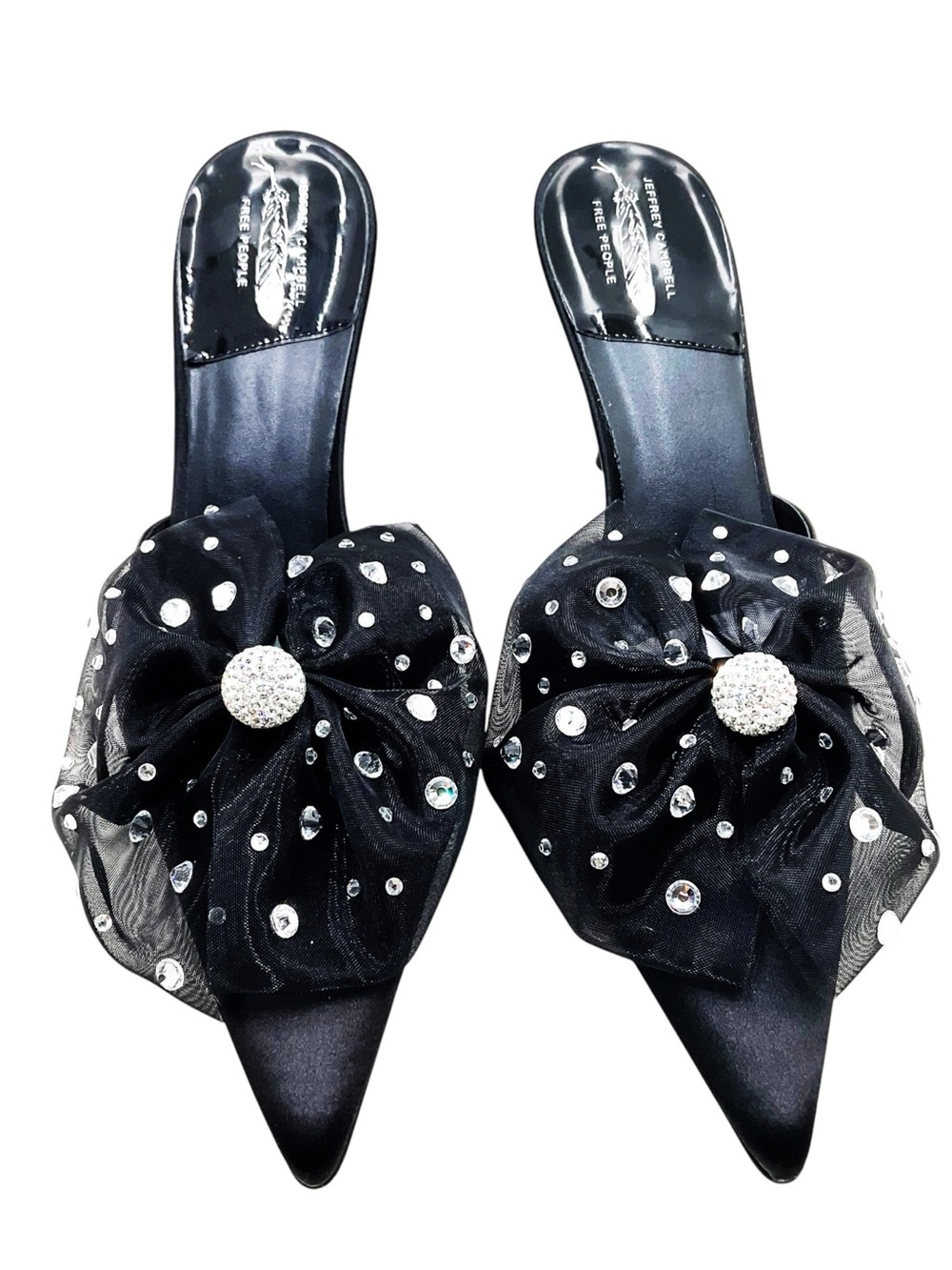 🆕{Jeffrey Campbell} Party Crasher Bow Pointed-Toe Crystal Mules - Picture 13 of 16